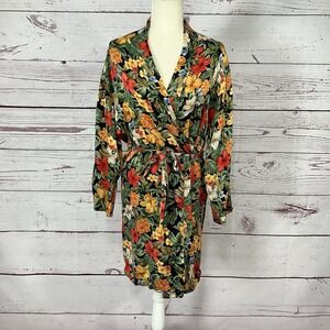 Victoria's Secret Silk Floral Robe Size S Multicolor Belted Short Kimono Lounge